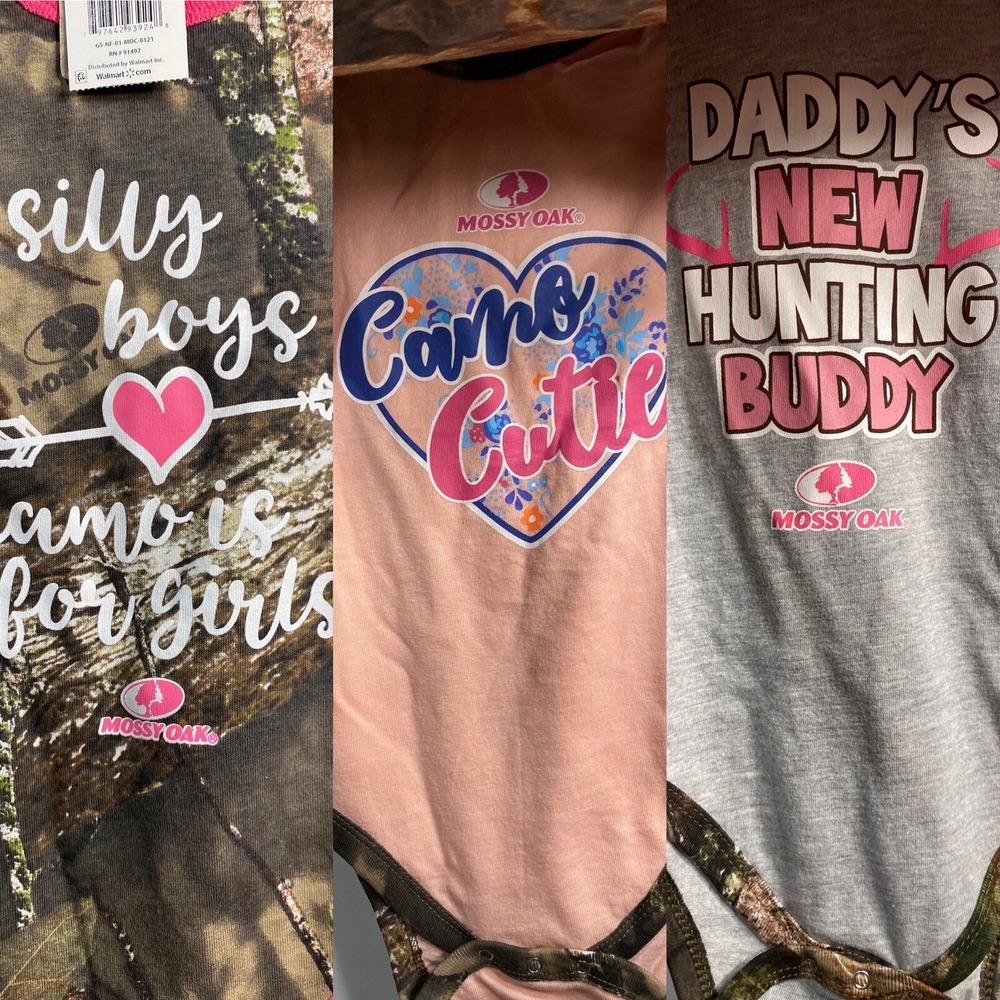 mossy oak baby girls 3 pack bodysuits camo size 24 months